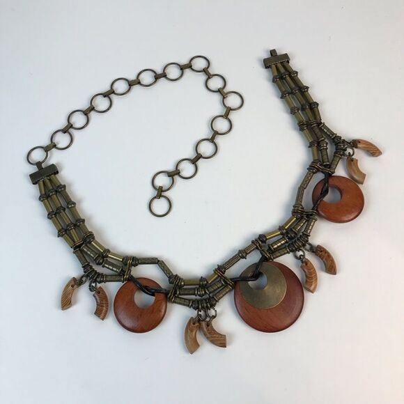 Boho Style Wood & Metal Belt OS - Picture 1 of 7